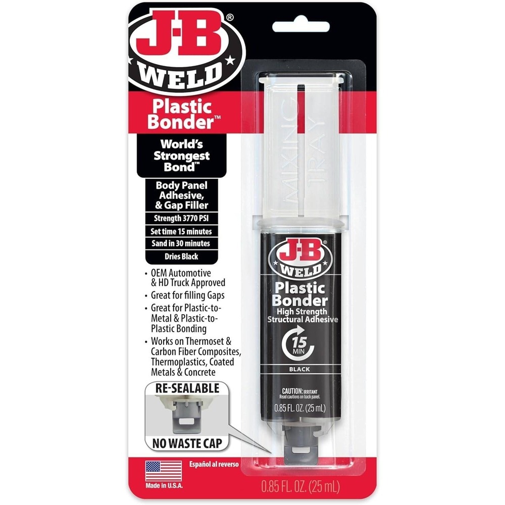 J-B Weld 50139 Black, 25 ml Plastic Bonder Body Panel Adhesive and Gap Filler Sy